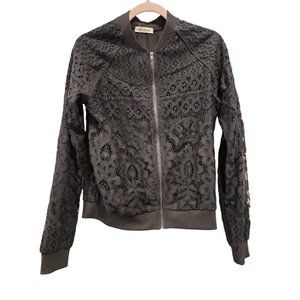 Black lace bomber jacket